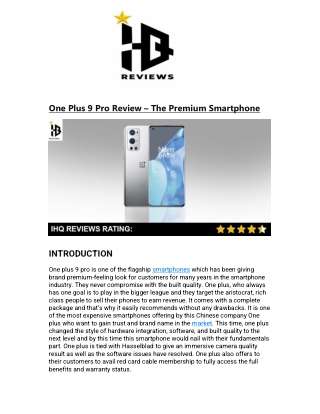 One Plus 9 Pro Review – The Premium Smartphone