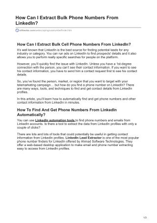 How Can I Extract Bulk Phone Numbers From LinkedIn
