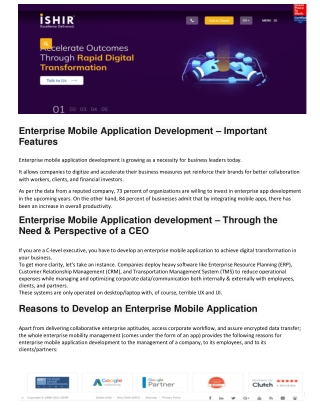 Enterprise Mobile Application Development – Important Features| ISHIR