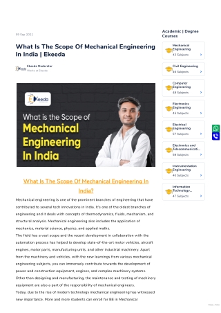 What Is The Scope Of Mechanical Engineering In India _ Ekeeda