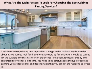 What Are The Main Factors To Look For Choosing The Best Cabinet Panting Services