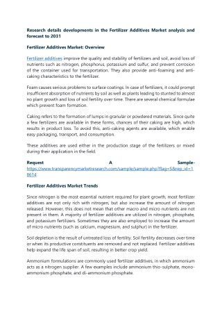 Research details developments in the Fertilizer Additives Market analysis and fo