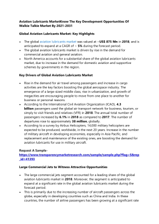 Aviation Lubricants Market Know The Key Development Opportunities