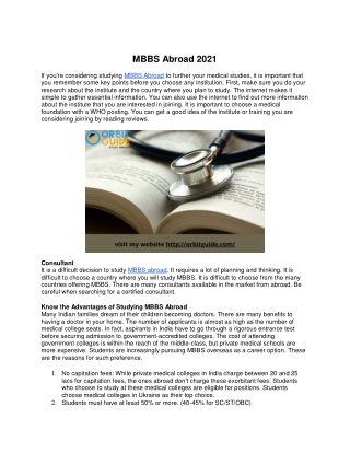 MBBS Abroad 2021