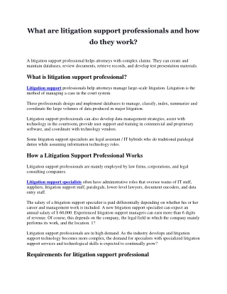 Litigation support professionals how do they work