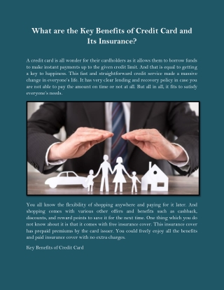 What are the Key Benefits of Credit Card and Its Insurance