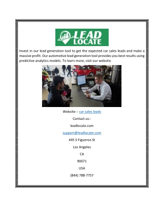 Car Sales Leads  Leadlocate.com