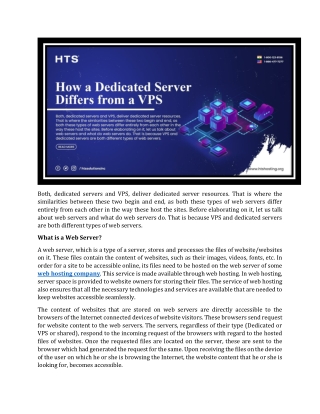 How a Dedicated Server Differs from a VPS