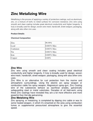 Zinc Wire | Thermal Spray Wire | Zinc Wire Price in India