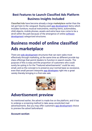Best Features to Launch Classified Ads Platform Business Insights Included