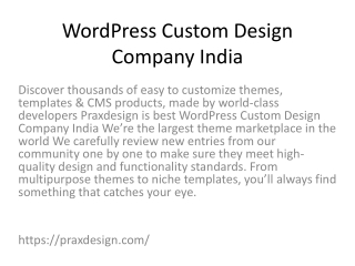 WordPress Custom Design Company India