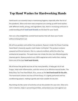 Top Hand Washes for Hardworking Hands