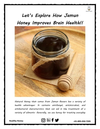 Let’s Explore How Jamun Honey Improves Brain Health!!