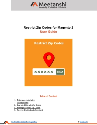 Magento 2 Restrict Zip Codes