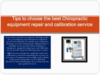 Tips to choose the best Chiropractic equipment repair and calibration service