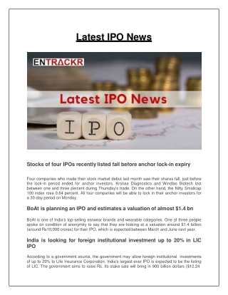 Latest IPO News