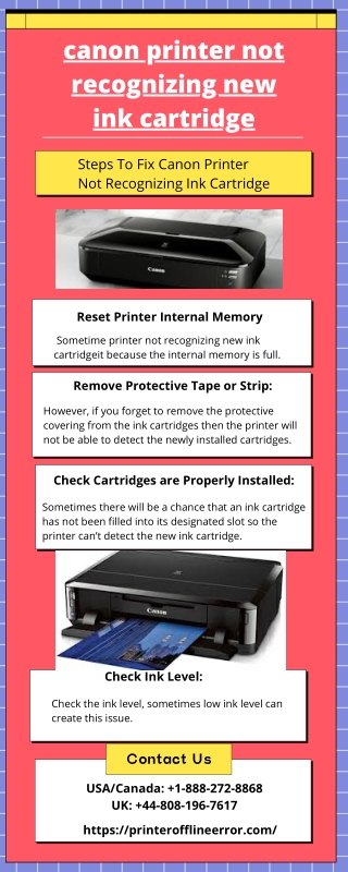 Simple Way To Fix Canon Printer Not Recognizing Ink Cartridge Error
