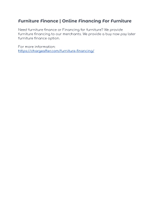 Furniture Finance | Online Financing For Furniture