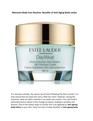 Benefits of Anti-Aging Body Lotion