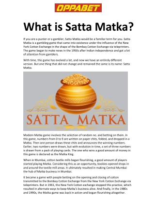 What is Satta Matka
