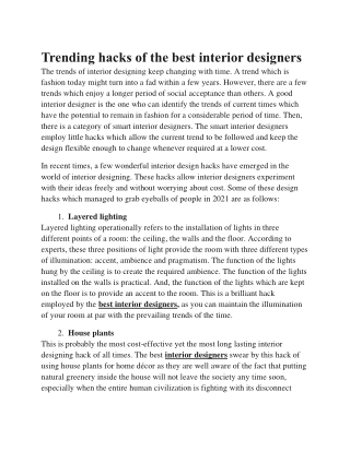 Trending hacks of the best interior designers