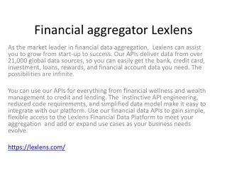 Financial aggregator Lexlens
