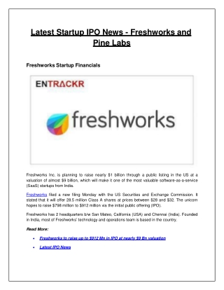 Latest Startup IPO News - Freshworks and Pine Labs