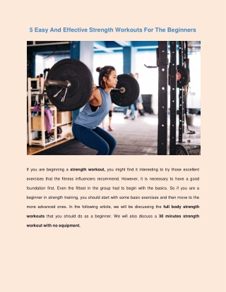 5 Easy And Effective Strength Workouts For The Beginners
