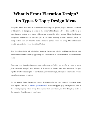 What is Front Elevation Design? Its Types & Top 7 Design Ideas