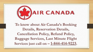 Air Canada Cheap Flight Booking Schedule Number - 1-844-414-9223