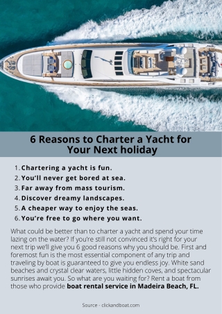 6 reasons to charter a yacht for your next holiday