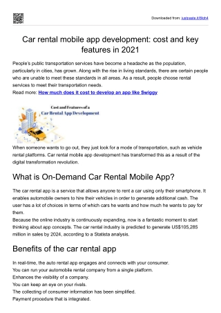 cost of car rental app development in India, 2021