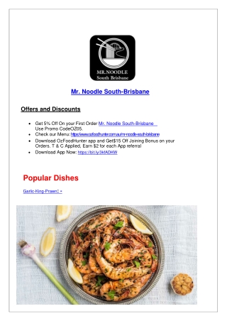 5% Off - Mr.Noodle Chinese Takeaway Menu South Brisbane, QLD