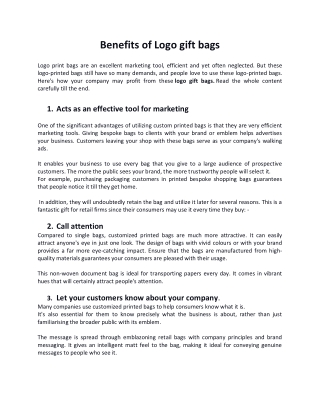 Benefits of Logo gift bags