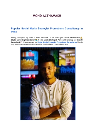 Top Social Media Strategist Promotions Consultancy | Mohd Altamash