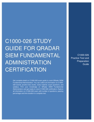 C1000-026 Study Guide for QRadar SIEM Fundamental Administration Certification