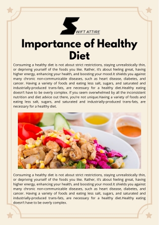 Importance of Healthy Diet in Daily Life