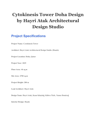 Cytokinesis Tower Doha Design by Hayri Atak Architectural Design Studio