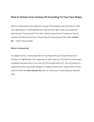 How to Choose Your Contour Kit According To Your Face Shape?