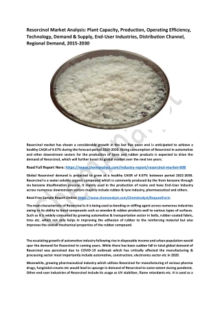 Resorcinol Market Size, Share, Industry Trends, 2030