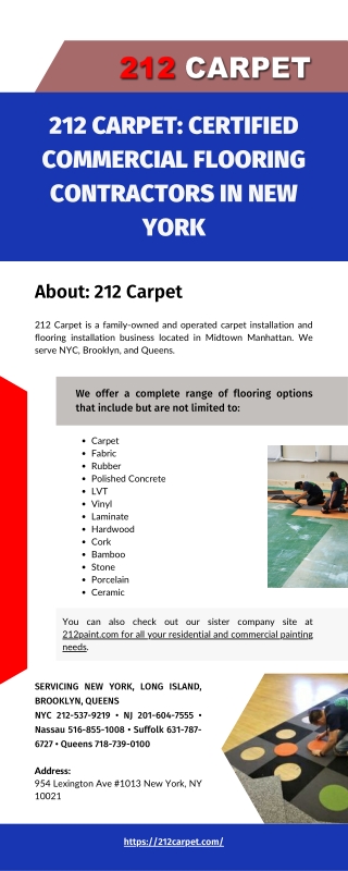 212 Carpet: Certified commercial flooring contractors in New York
