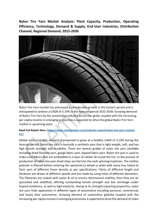 Nylon Tire Yarn Market Analysis and Forecast, Industry Growth, 2030