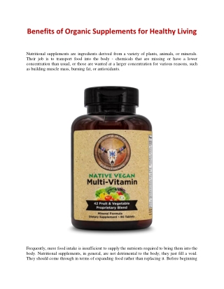 Benefits of Organic Supplements for Healthy Living