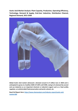 Acetic Acid Market Size, Share, Scope, Analysis. 2030
