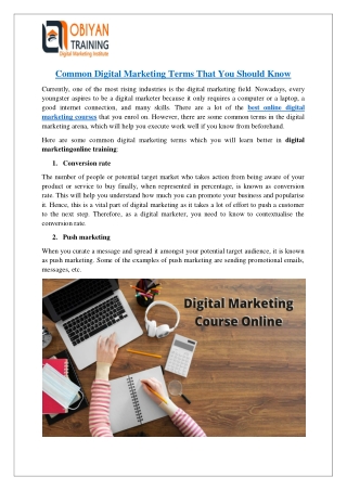 Common Digital Marketing Terms That You Should Know
