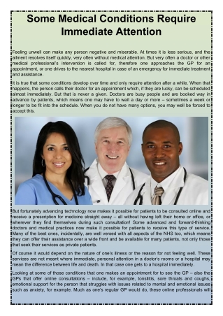 Some Medical Conditions Require Immediate Attention