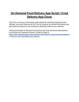On Demand Food Delivery App Script | Food Delivery App Clone