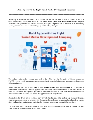 Build Apps with the Right Social Media Development Company