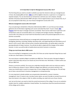 Is It A Good Idea To Opt For Management Courses After 10 2