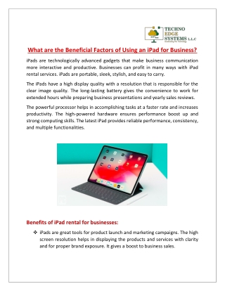 What are the Beneficial Factors of Using an iPad for Business?